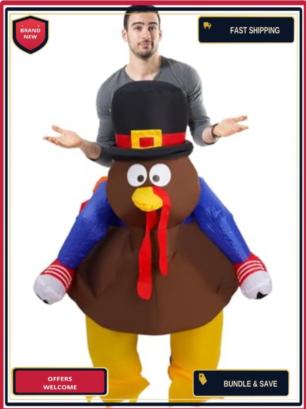 Adult Inflatable Turkey Costume 100% Polyester Thanksgiving Blow Up Suit